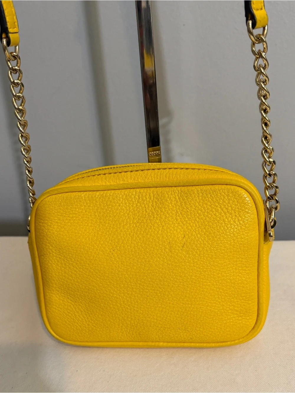Michael Kors Yellow Pebbled Leather Crossbody Bag with Built In Wallet
